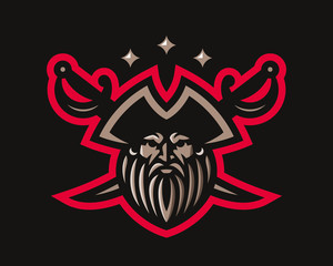Pirate modern mascot logo. Buccaneer template design emblem for a sport and eSport team.