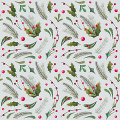 christmas seamless pattern with christmass tree and christmass decor