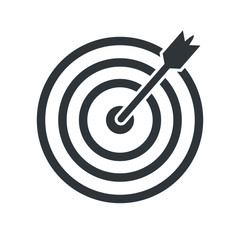 Target Arrow Icon. Goal or Dartboard in Simple Vector Sign & Trendy Symbol for Design and Websites, Presentation or Mobile Application.