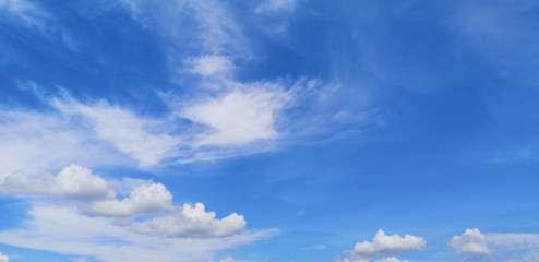 Stratocumulus white clouds in the blue sky natural background beautiful nature space for write