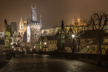 Obraz premium Night at Charles Bridge, Prague, Czech Republic