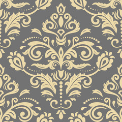Orient vector classic gray and golden pattern. Seamless abstract background with vintage elements. Orient background. Ornament for wallpaper and packaging