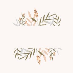 Fototapeta na wymiar Vector frame with leaves and flowers
