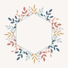 Geometric vector frame with floral lements