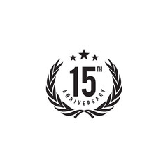 15th years celebrating anniversary emblem logo design