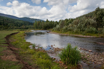 Fototapeta na wymiar Mountain river in Bashkortostan in the Urals