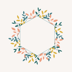 Geometric vector frame with floral lements