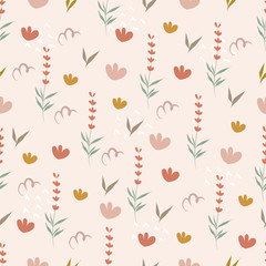 Seamless pattern with flowers in doodle style