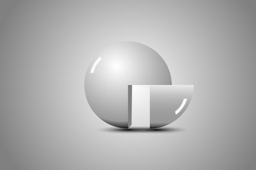 3d rendered gray globe on gray background for product package design mockup and template