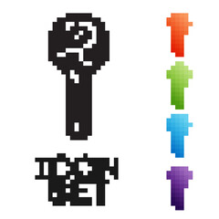 Black line Cryptocurrency key icon isolated on white background. Concept of cyber security or private key, digital key with technology interface. Set icons colorful. Vector Illustration