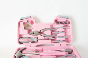 A set of working tools in a drawer