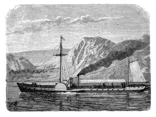 Robert Fulton American inventor developed a commercially successful steamboat called Clermont, transportING passengers from NY to Albany and back again in 1807 - obrazy, fototapety, plakaty
