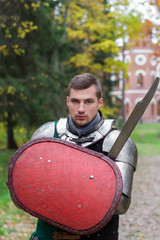 brave knight  reasdy  for fighting position battle protection