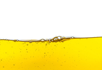 Beautiful wave of high viscosity of base oil and air bubble inside the oil isolated on white...