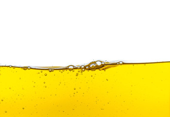 Beautiful wave of high viscosity of base oil and air bubble inside the oil isolated on white background, used as wallpaper, industrial concept