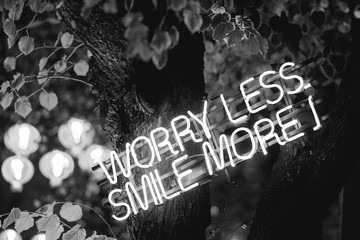Smile more worry less neon lights