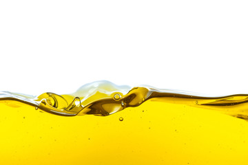 Beautiful wave of high viscosity of base oil and air bubble inside the oil isolated on white...