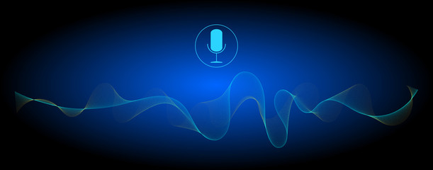 Voice Recognition with a microphone and soundwaves - illustration