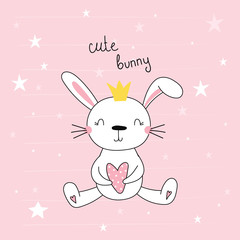 vector card with cute bunny. vector print