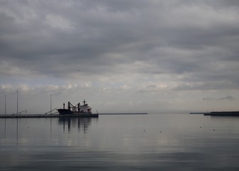 fishing boat at sunset