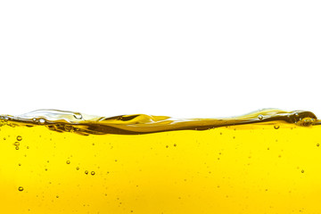 Beautiful wave of high viscosity of base oil and air bubble inside the oil isolated on white...