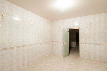 Russia, Moscow- May 21, 2019: interior room apartment. standard repair decoration in hostel. townhouse