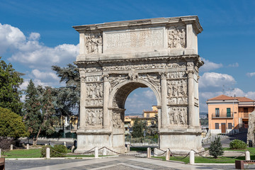 Ancient Roman Arch of Trajan in Benevento, Italy
