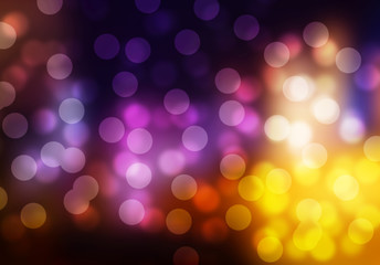 Abstract light bokeh effect on a dark backdrop. Multicolored on blurred background.