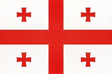 Georgia national fabric flag, textile background. Symbol of international asian world country.