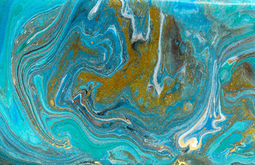 Beautiful unique turquoise acrylic marble background.