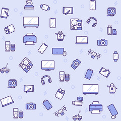 Modern gadgets color linear icons set