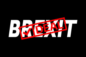 Deal Brexit, United Kingdom of Great Britain is leaving European Union with agreement. Vector illustration design