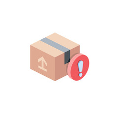 Package Attention. Vector 3d isometric, color web icon, new flat style. Creative illustration design, idea for infographics.