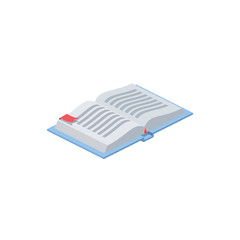 Open book. Vector 3d isometric, color web icon, new flat style. Creative illustration design, idea for infographics.