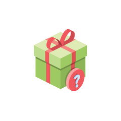 Gift surprise question. Vector 3d isometric, color web icon, new flat style. Creative illustration design, idea for infographics.