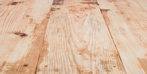 Wooden pine background, old advertising table,