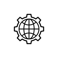 internet globe icon flat line design