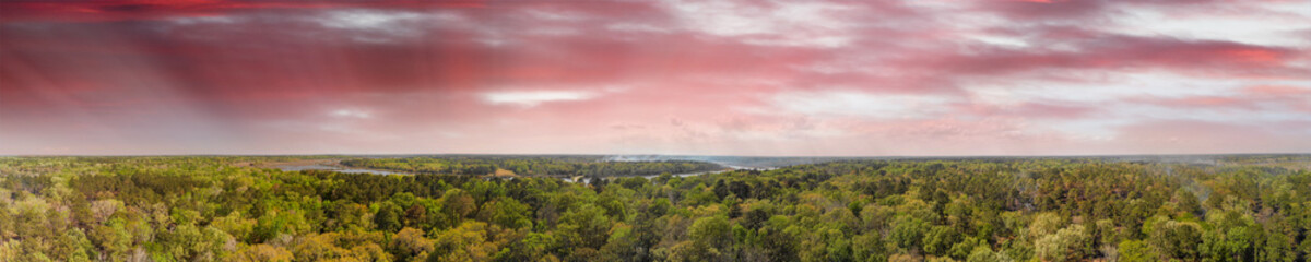 Beautiful panoramic aerial view of Beaufort Countryside in South Carolina.