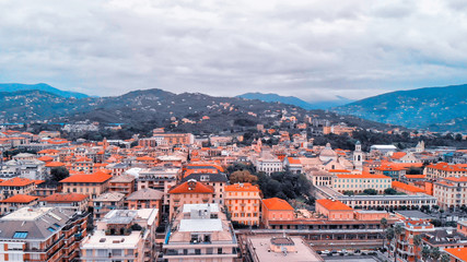 Aerial view of Chiavari city skyline. Liguria, Italy