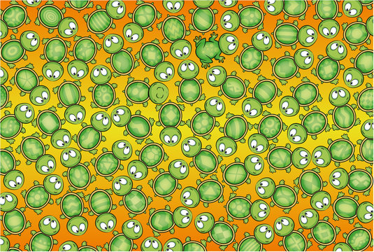 Niedliche Schildkr&ouml;ten Wimmelbild - Vektor Illustration