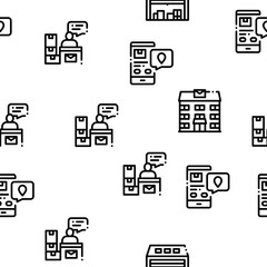Postal Transportation Company Seamless Pattern Vector Contour Illustrations
