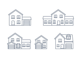 House Vector / Home outline icon / Building vector line houses.  - 296582907