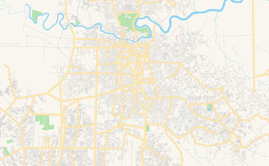 Fototapeta na wymiar Printable street map of Pekanbaru, Indonesia