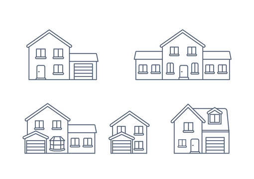 House Vector / Home outline icon / Building vector line houses. 