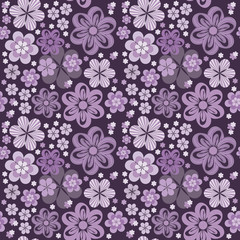 Seamless abstract ornamental floral pattern in a modern ultra violet coloring for design fabric, textiles, umbrellas