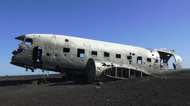 US Navy DC-3 aircraft wreckage in Iceland near Vic city