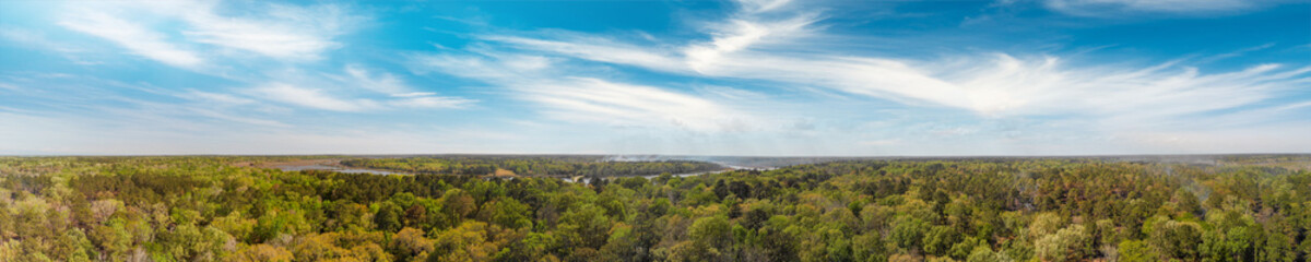 Beautiful panoramic aerial view of Beaufort Countryside in South Carolina.