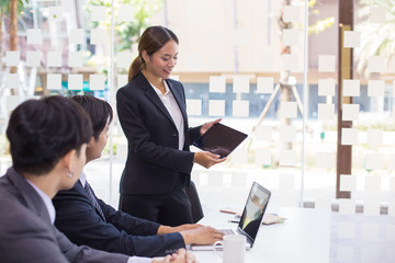 Start up concept,Start-up Asia business team in meeting and helped analyze the marketing problems of the company or beginning new project