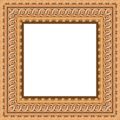 Fototapeta premium Old carved wooden frame with geometric and circular decorations shape - frame concept image