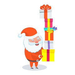 Flat vector funny happy Santa Claus character